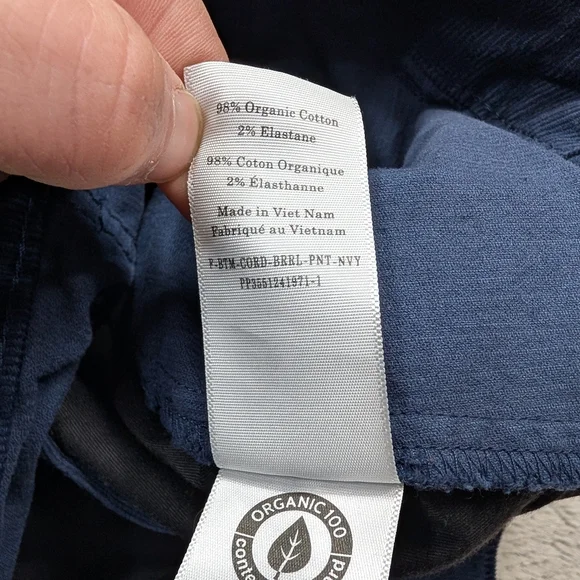 Everlane Pants Womens 10 Blue Navy Corduroy Barrel Leg Cotton Stretch Casual - Picture 8 of 9